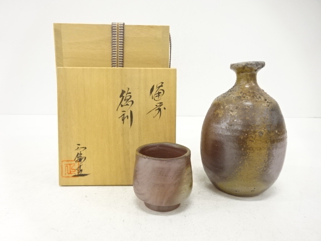 Bizen ware of a set of tokkuri (sake cup) by Masamichi Yamaguchi